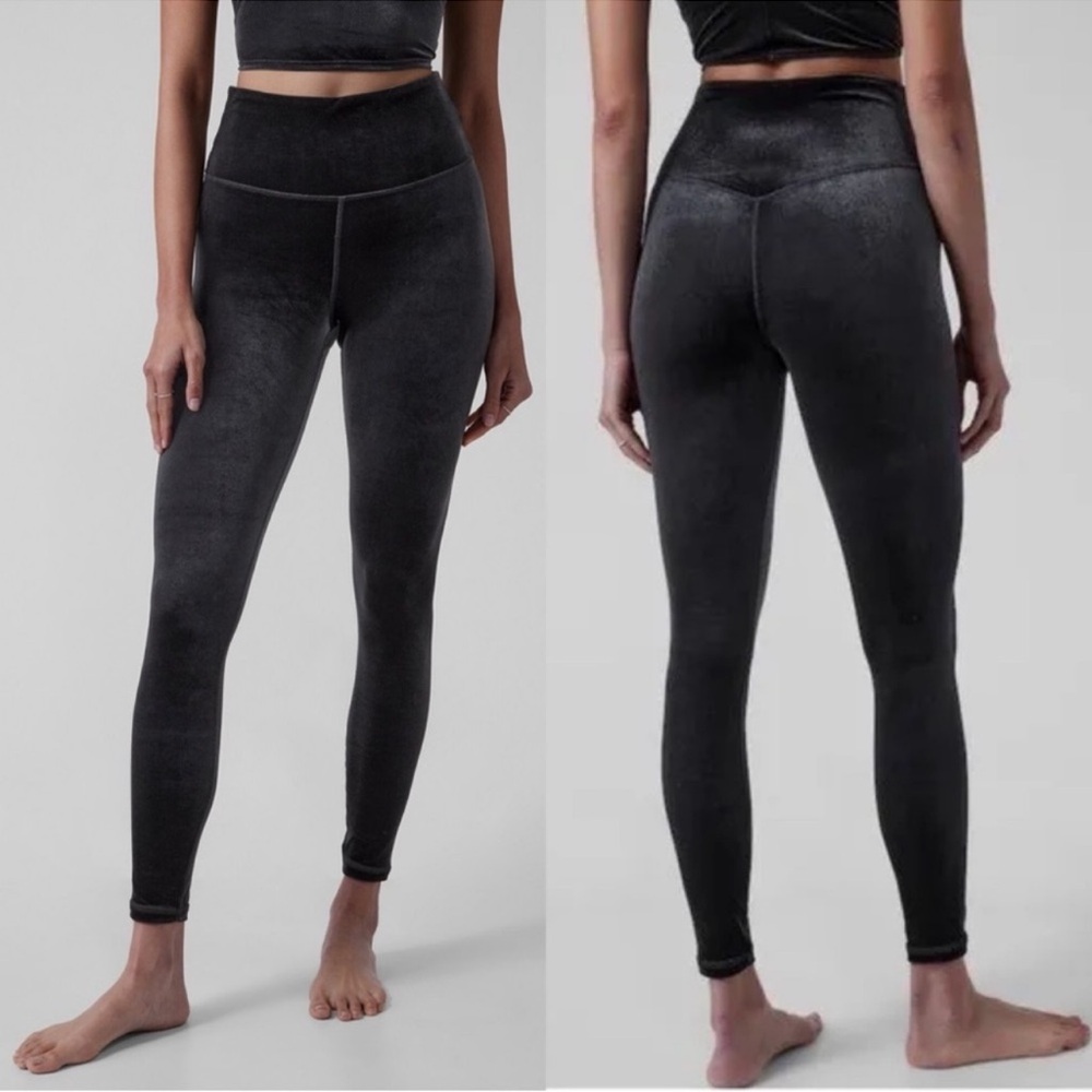 ATHLETA Elation Ultra High Rise Tight Black Velvet Size Small
